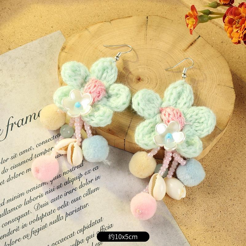 

Богемные ретро серьги для отпуска длинные контрастные кисточки личность темперамент серьги женские