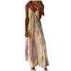 Fashion Women Sexy Plus Size Tie-dye Print Sleeveless V-Neck Camisole Long Dress