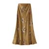 Women’s Floral Print Midi Skirt Casual High Waisted Vintage Long Boho Skirts for Women Flowy Cocktail Party A Line Elasticized Waistband Maxi Skirt