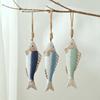 Mediterranean Retro Wooden Fish Skewers Hanging in The Ocean Fengxiang Villagers' Tavern Restaurant Wall Art Decorations