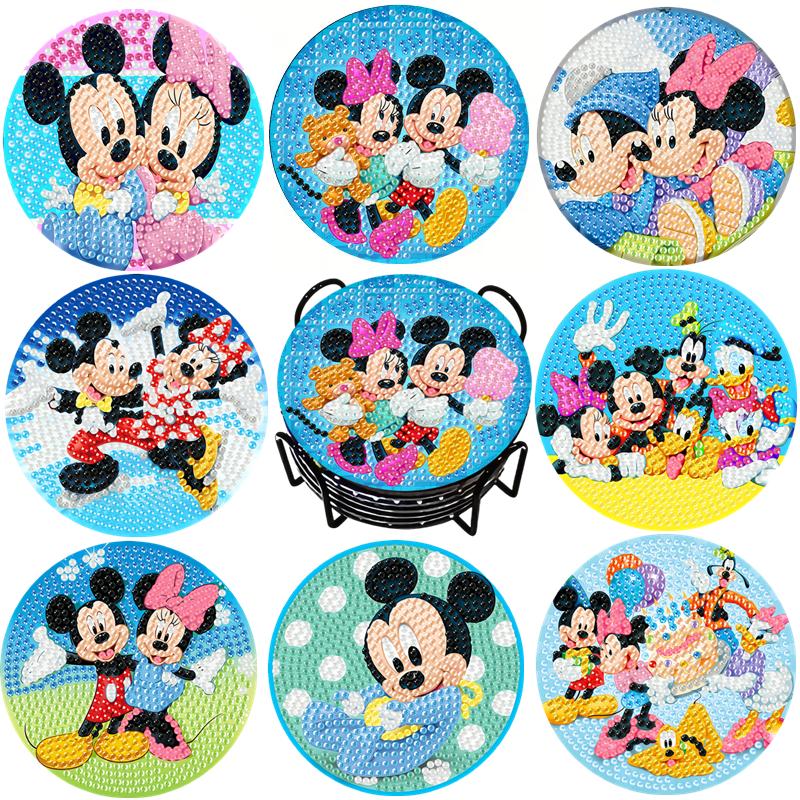 

8pcs/Set Friend Theme DIY Diamond Painting Coasters with Holder Anti Slip Wood Drip Mats Crystal Rhinestones Diamond Art Coasters for Adults