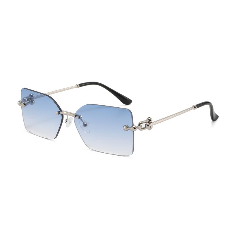 New Square Metal Frameless Sunglasses for Men and Women Fashion Trendy Outdoor Sunscreen Sunshade Glasses