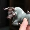 Creative Purple Clay Cattle Figurine Tea Pet Handmade Tea Ceremony Accessories for Home and Tea Table Decoration Ornament