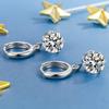 Sterling Silver Zirconia Six-Prong Hoop Earrings for Women - Elegant, Versatile, Light Luxury Fashion