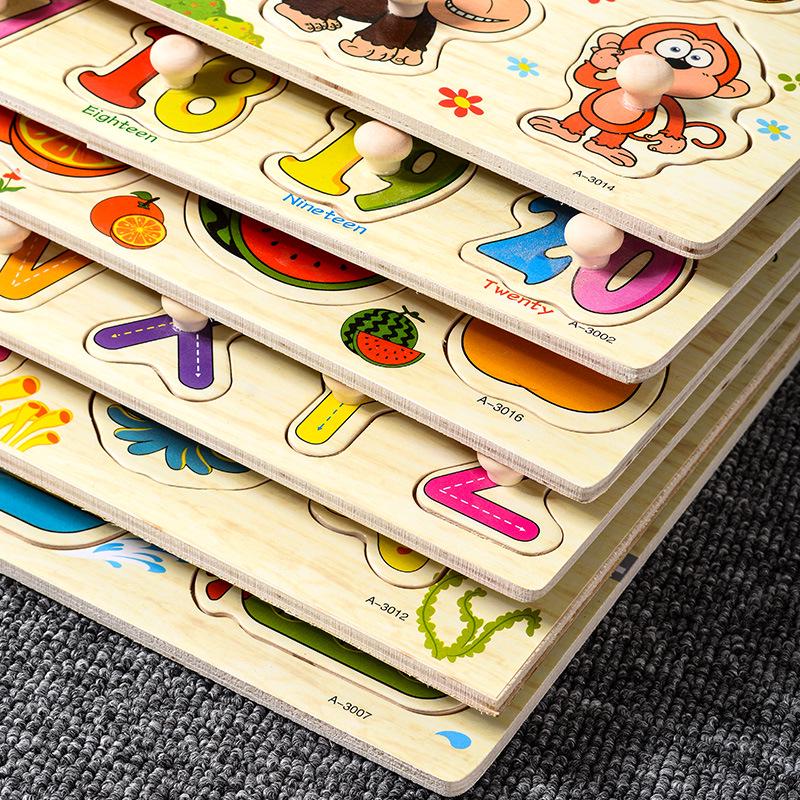 Mushroom Peg Montessori Wooden Puzzle: Letters, Numbers, Fruits, Shapes for Early Education