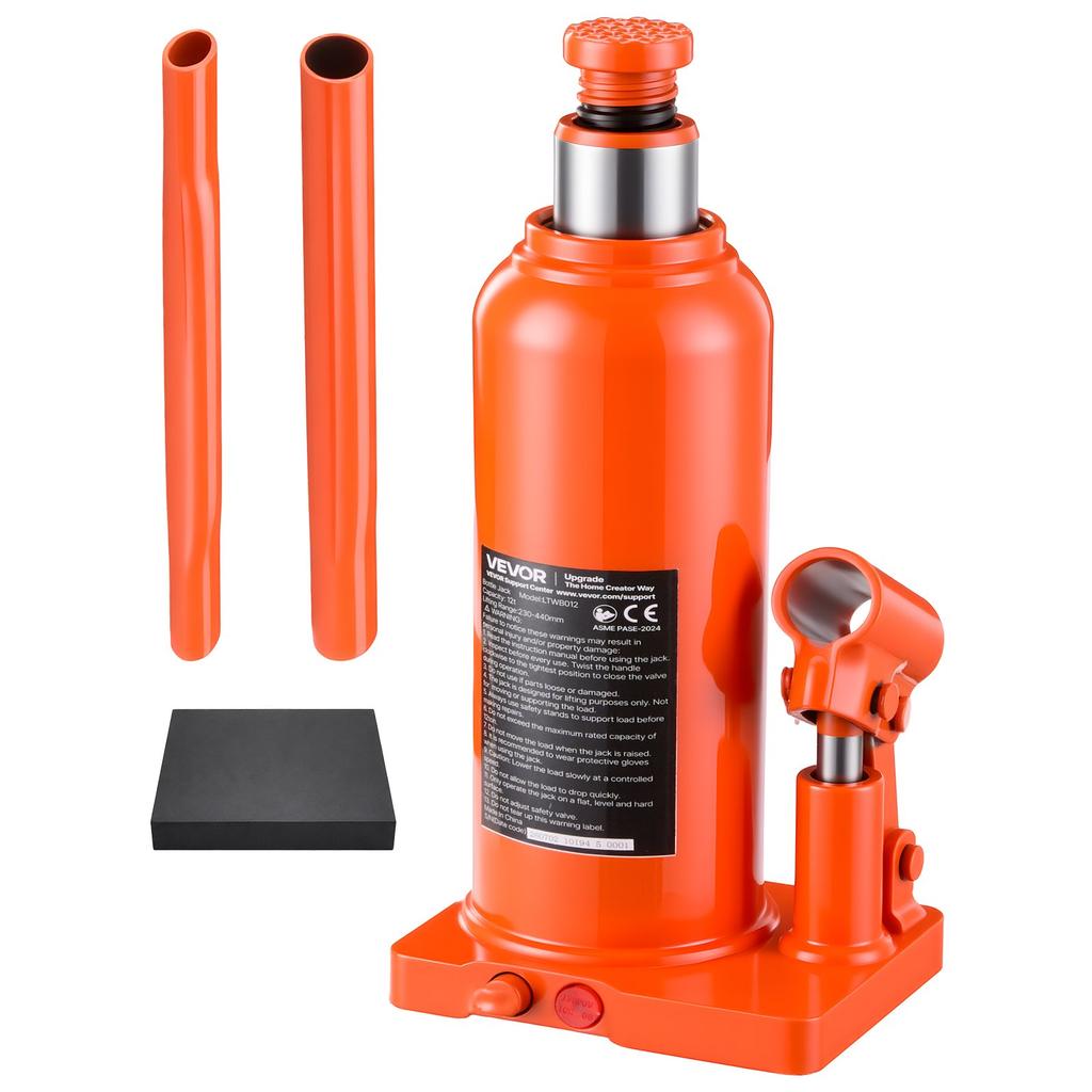 VEVOR Hydraulic Bottle Jack 12 Ton (26455.5 lbs) 230-440 mm Lifting Range, for Heavy-Duty Pickup Truck, Medium-Duty Truck, RV, Auto Repair