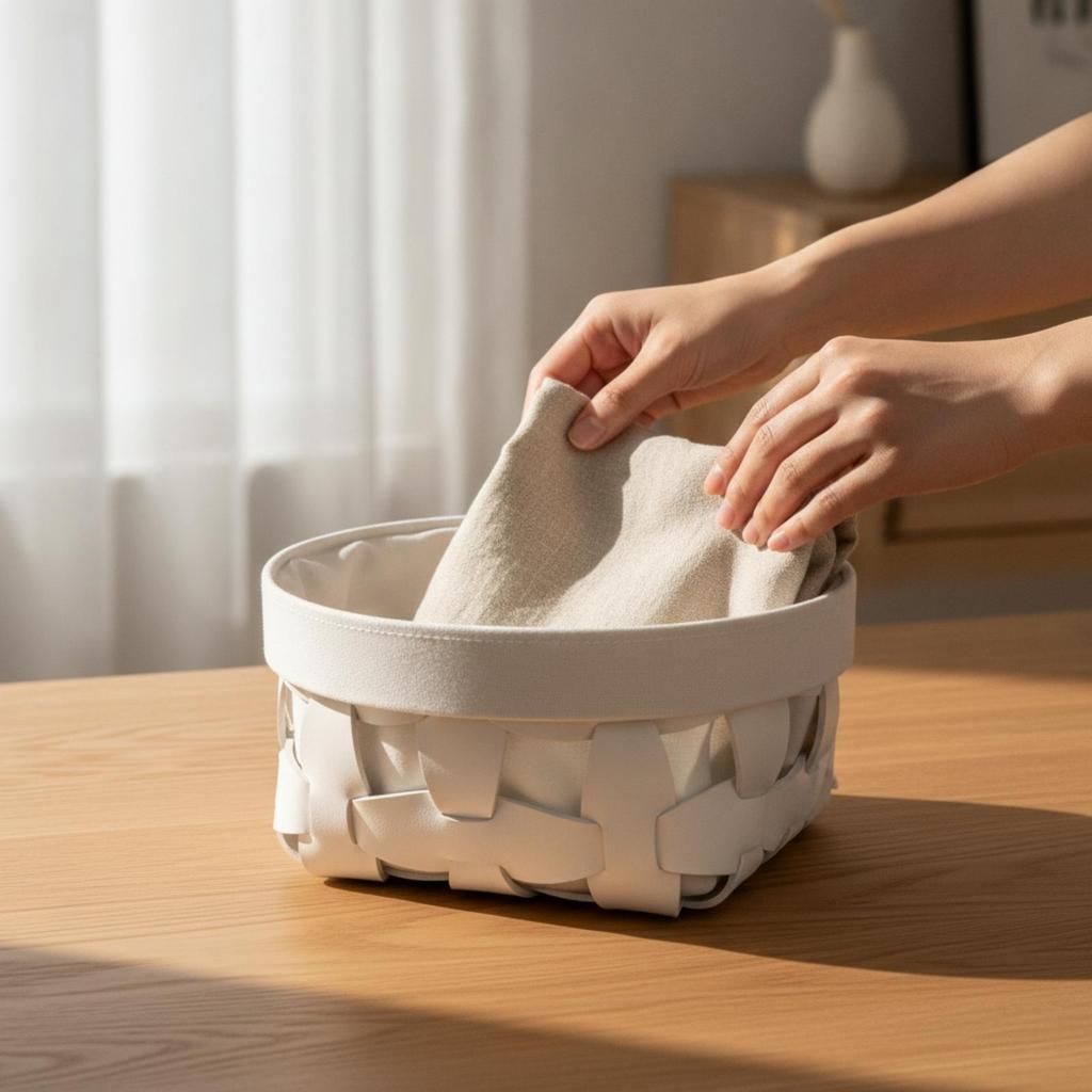 Decorative Woven Laundry Basket Space-Saving with Textile Lining