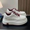 SyfIyno New Spring Summer Soft Leather Thick Soled Shoes Casual Sports Shoes Low Cut Height Increasing Flat Shoes