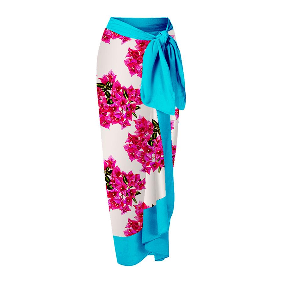 Floral Print Women's Casual Beach Dress - One-Piece Half Skirt