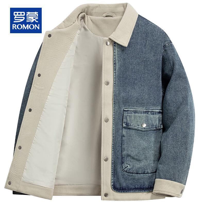 

ROMON Men s Faux Two-Piece Denim Jacket 2XL