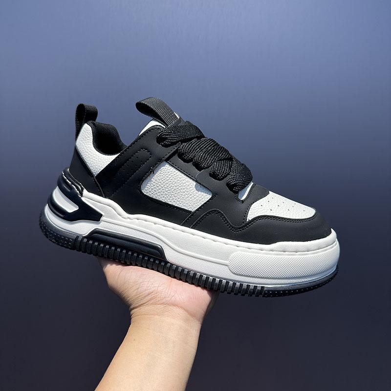 Men s White Breathable Leather Casual Shoes - Spring/Autumn 2025, Thick-Soled & Height-Boosting Color-Block Trendy Design 42