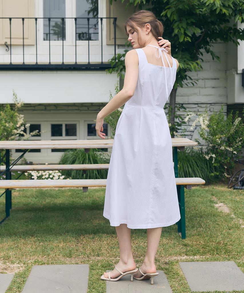 PAUL&ALICE Halter-Neck Midi Dress / White