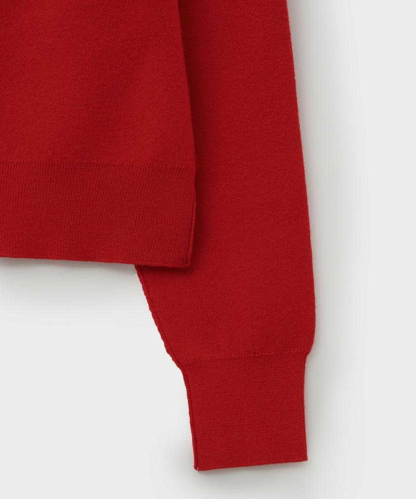 Seteo (W) Outline Basic Crew Neck Knit Red