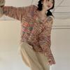 Women's Japanese-Style Retro Lazy Rainbow Knit Cardigan Jacket Spring & Early Autumn Knit Sweater Top