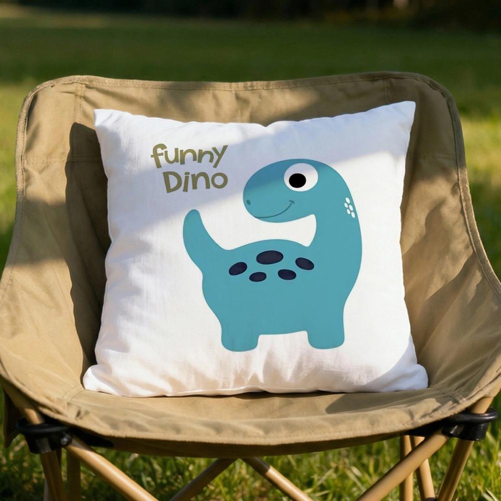 Cute Jurassic Dinosaur Cushion Cover Soft Reversible  Durable Pillow Cover  MultiScene Use for Home  Car Daily Comfort