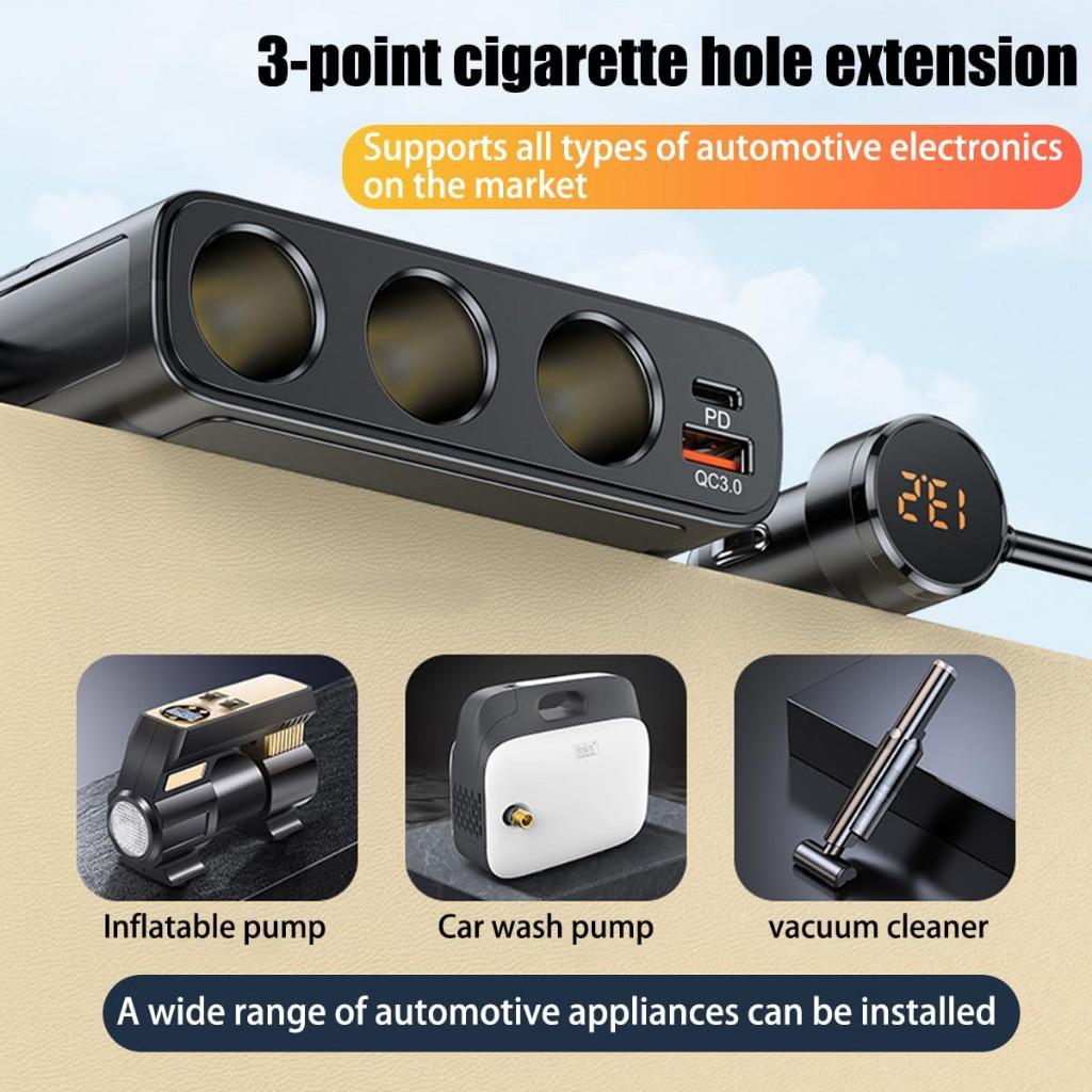 Încărcător Auto Portabil Quick Charge 3.0 și USB 20W Adaptor Brichetă Auto 128W Putere Mare 12V/24V Splitter Auto