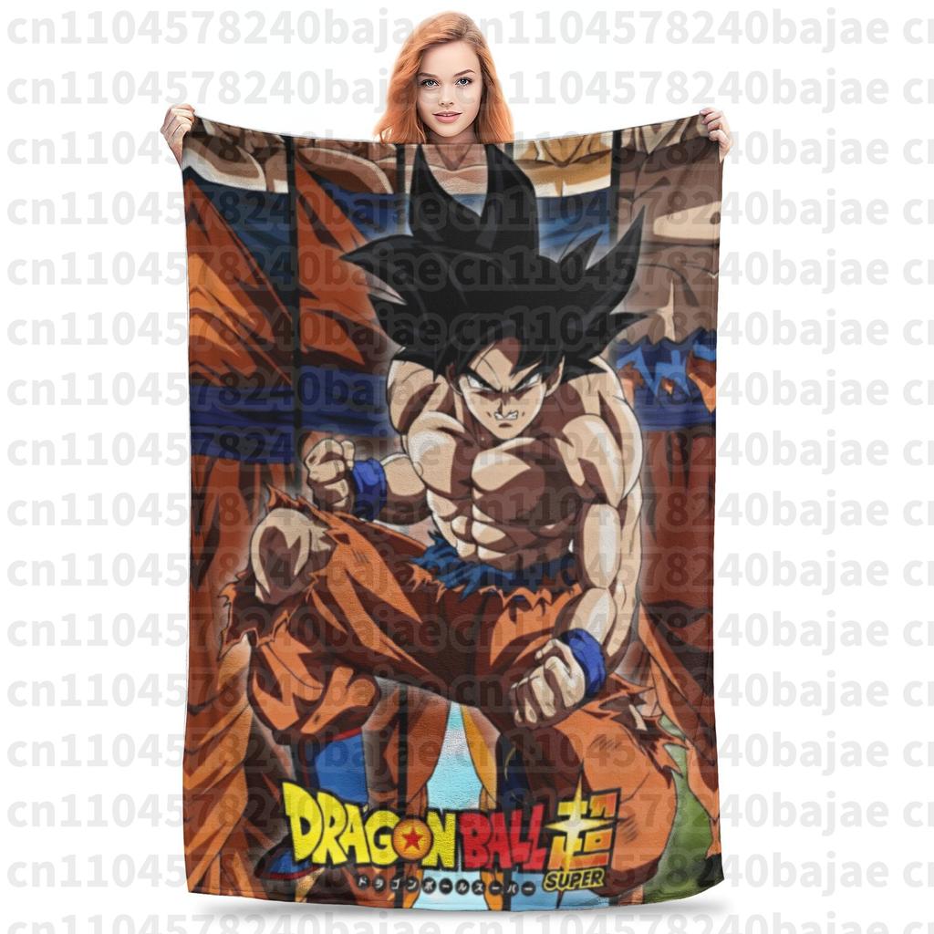 Dragon Ball Z Knitted Blanket Flannel Anime Son Goku Soft Throw Blankets for Bed Bedroom Quilt