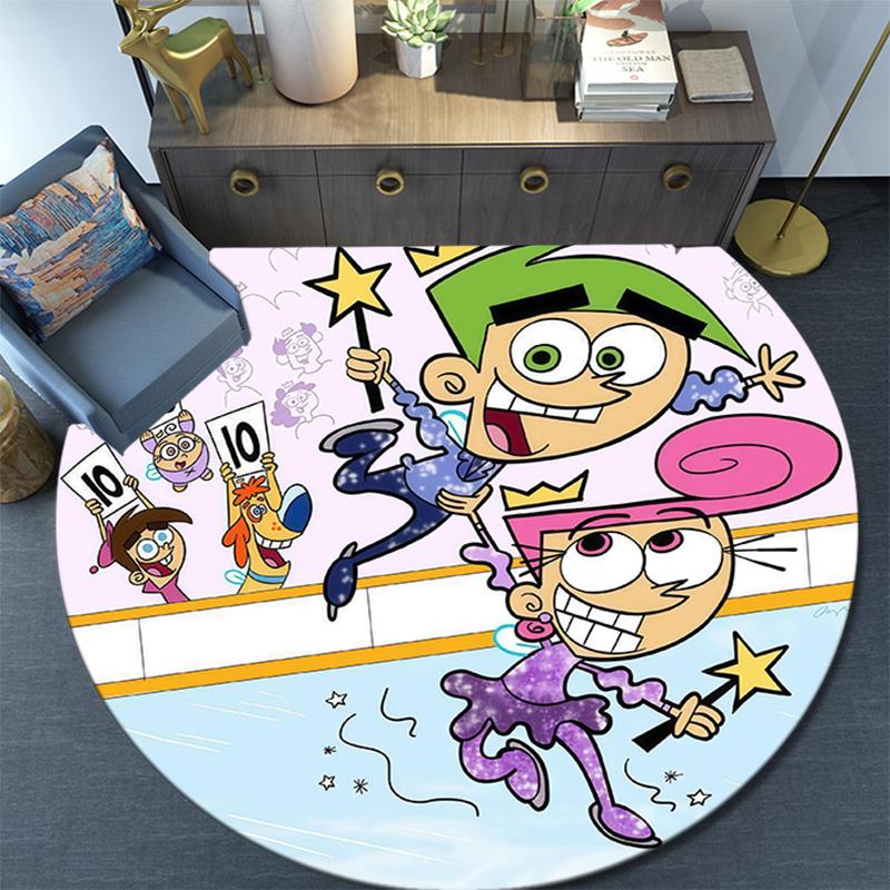 The Fairly OddParents2 Round Area Rug,Carpet Rug for Living Room Bedroom Sofa Playroom Decor,Non-slip Floor Mat