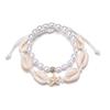 2 PCS Beach Vacation Style Fashion Imitation Pearl Shell Beaded Elastic Rope Bracelet Couple Jewelry Gift