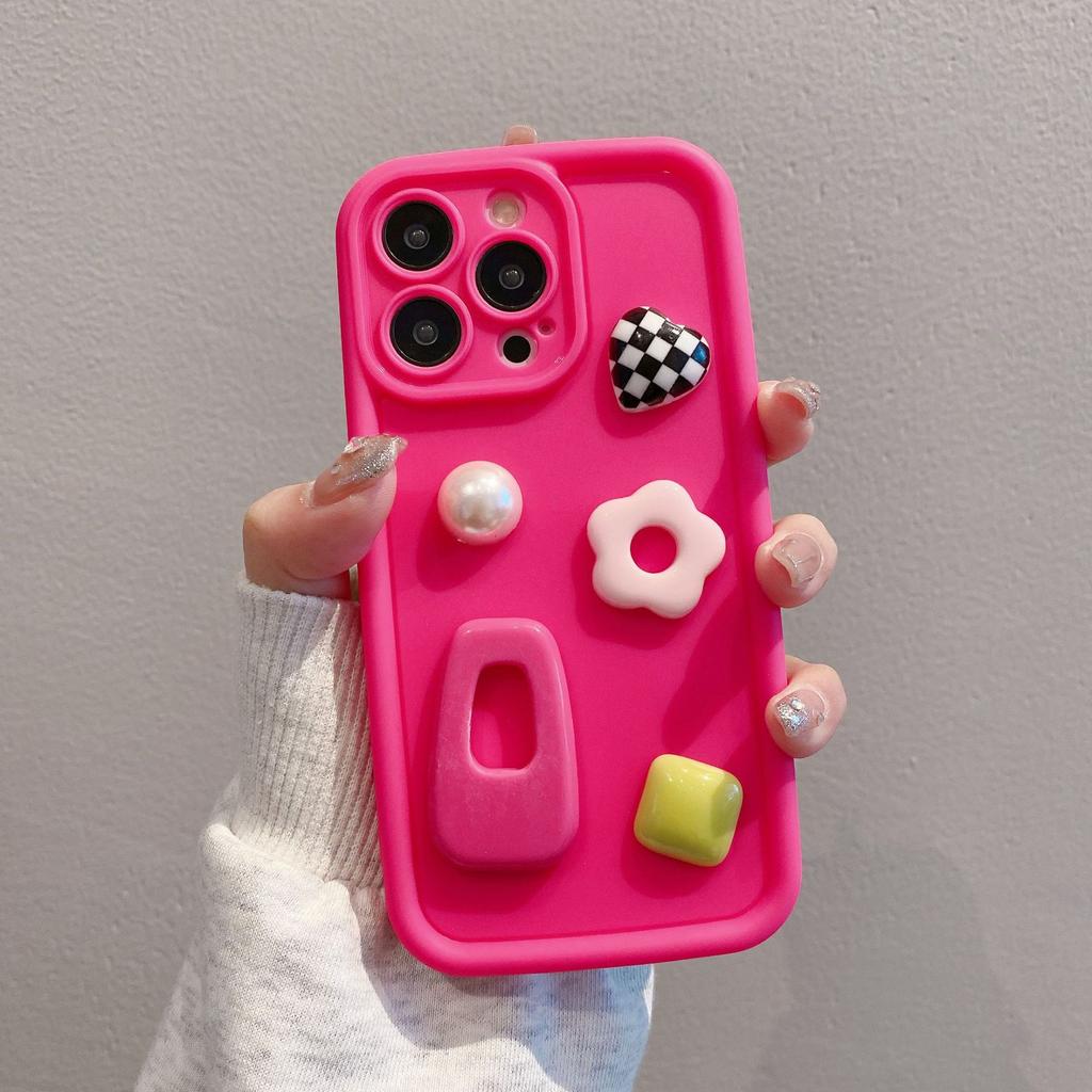Applicable To Apple 13 16 Mobile Phone Case XR Hairpin Love Checkerboard IPhone 14 Full Inclusive Protection Case