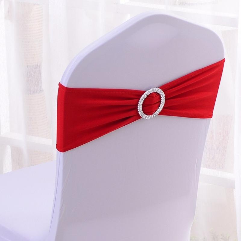 Wedding Decoration Birthday Party Chair Cover Elastic Hoop Bow Tie Elastic Fabric with Circular Buckle Suitable for All Banquet Chairs in The Hotel