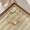 Double Sided Clover Laser Bracelet 24K Sand Gold