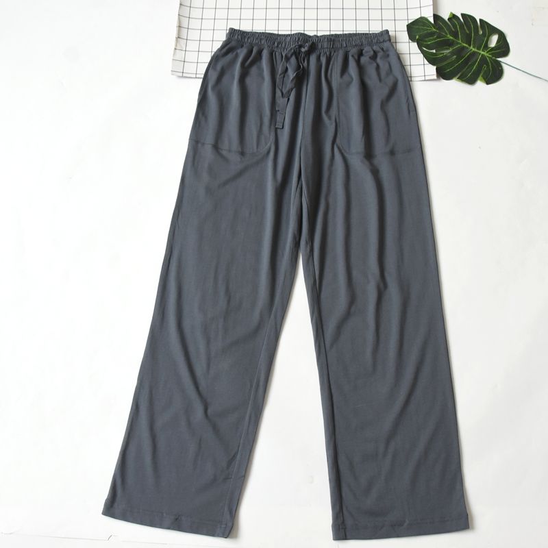 

Foreign Trade Men s Spring and Autumn Thin Knitted Cotton Pajama Pants Loose Casual Straight Home Pants Summer Air Conditioning Pants Grey XL