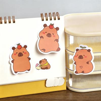 4 Pack Capybara Sticky Notepads, 30 Sheets Cute Self Sticky Notepads, Cartoon Animal Memo Pads, Adhesive Notes for Office School Students Party Favors