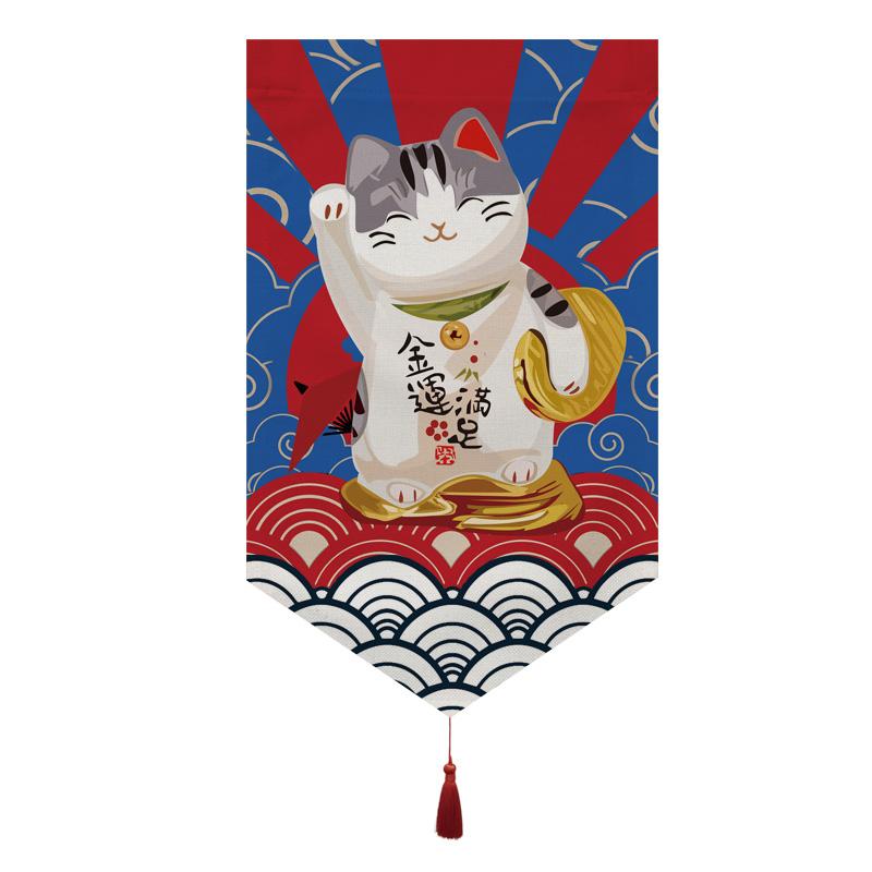 Japanese Short Curtain Doorway Noren Sushi Shop Triangle Flag Kitchen Home Decor Drapes Ramen Restaurant Hanging Half-Curtain