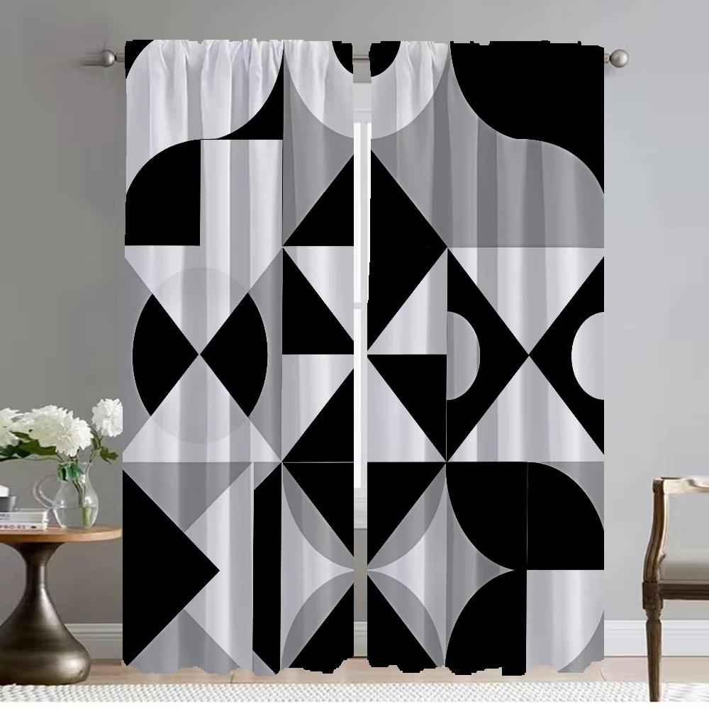 Geometry Blackout Curtain for Room 2 Panel Halloween Decoration Shades Modern Living Room Curtains Partition Tulle for Bedroom