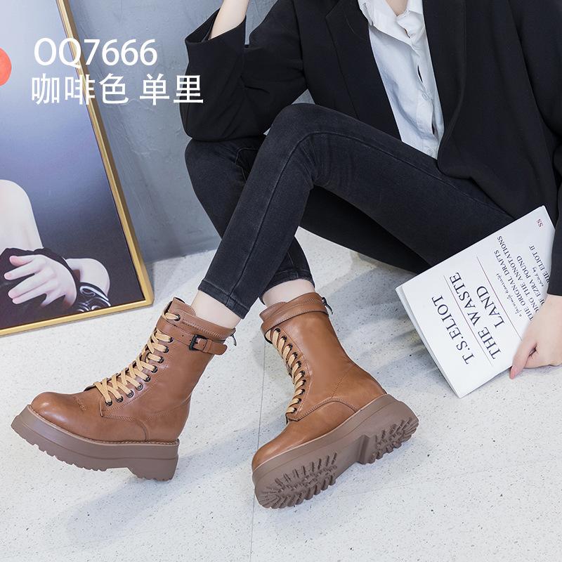 Thick-soled Martin boots autumn and winter new small ins trendy retro boots slim velvet short boots