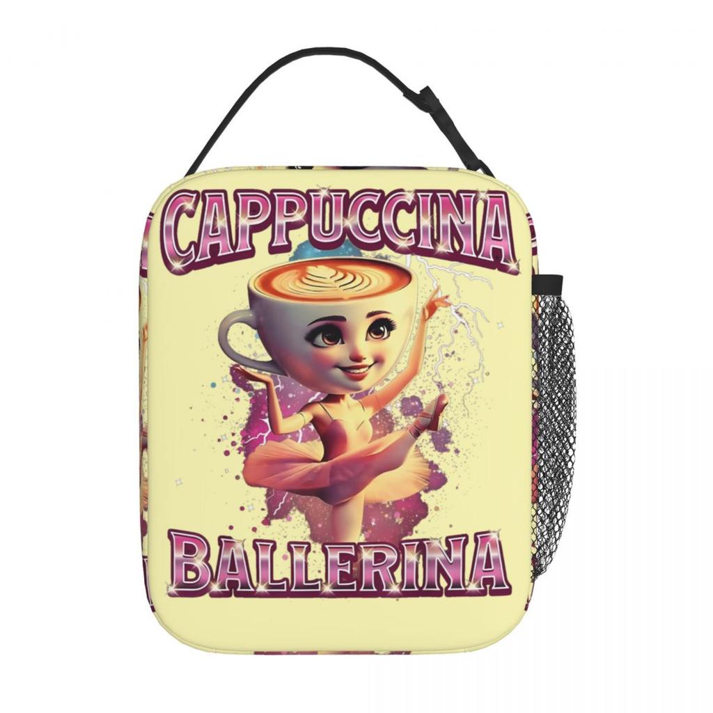 Ballerina Cappuccino Lunchtasche Ästhetische Brotdose Für Kind Picknick Tragbare Kühltasche Grafische Thermische Lunchtaschen