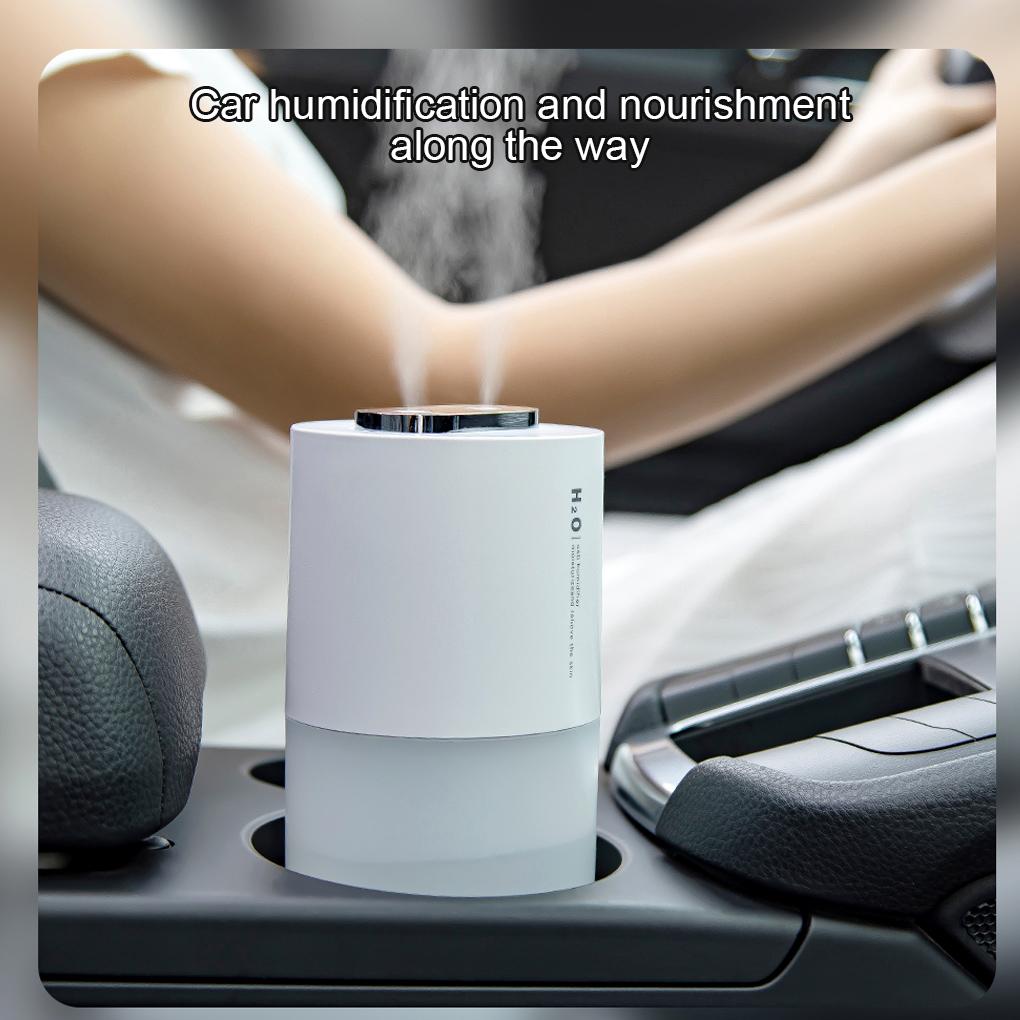 Humidifier Dual Sprayer Diffuser 3W 400ml Adjustable Air Humidifier for Home Car, White, USB