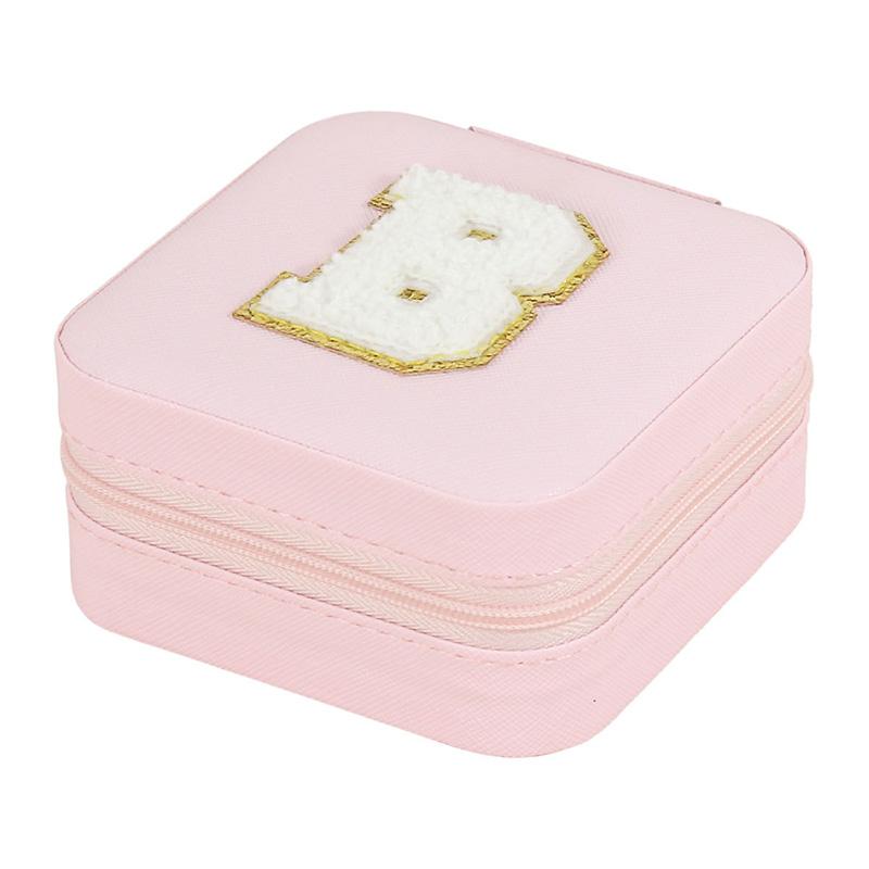 1PC Personalized Portable Jewelry Box for Women Girls Jewelry Case Small Jewelry Storage Pink Initial Letter