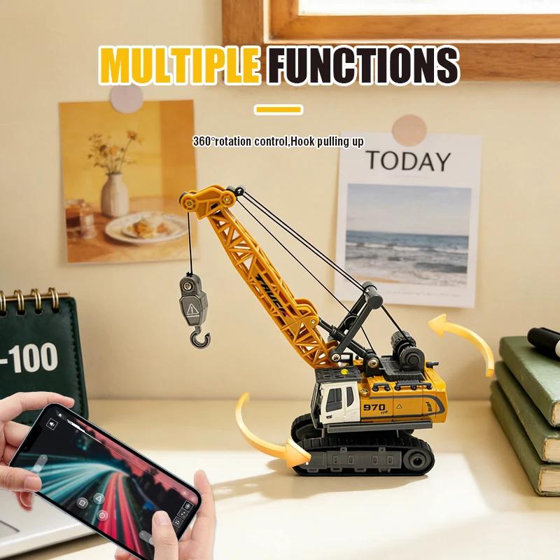 1/64 Rc Engineering Vehicle Mini Crane Forklift Excavator RC Car Crawler Desktop Toy Dumper Alloy Remote Control Car Toys Boys