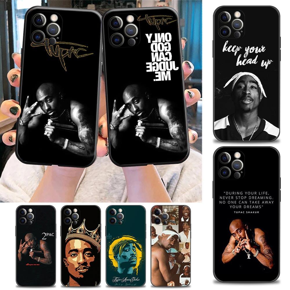 Hiphop Rap Singer 2Pac Tupac Shakur Phone Case for iPhone 17 16 14 15 Pro Plus 11 13 17 Pro 17Air 16 e Case Black Soft Cover