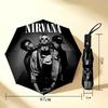 Nirvana Band 8 Ribs 3Fold Black Glue Uv Protection Umbrella Sun Protection Rainproof Compact Folding Umbrella For Travel Daily Use C92374