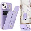 Crossbody Neckband Lanyard Wristband Wallet Leather Case for iPhone 16 Pro Max 15 Plus 14 11 12 13 XS SE 2022 Cards Holder Cover