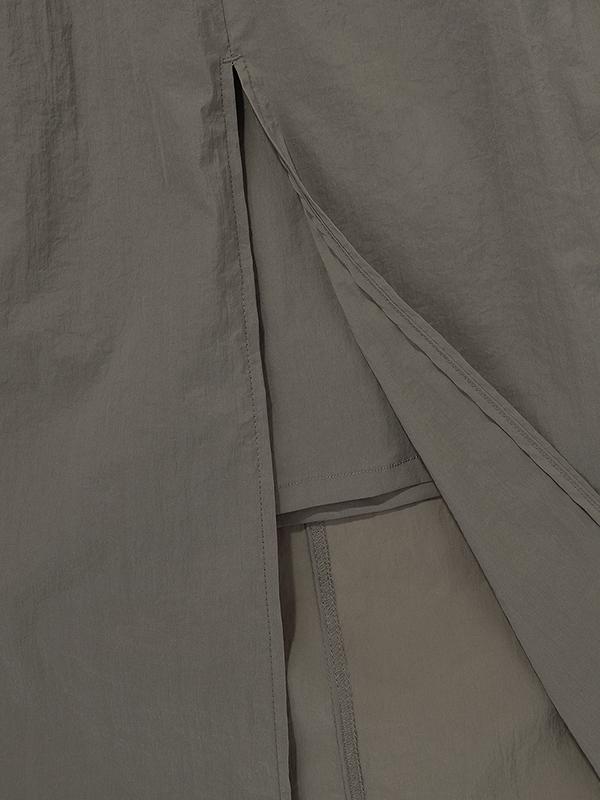 Bbc Earth W Layered Front Slit Skirt_Dark Grey