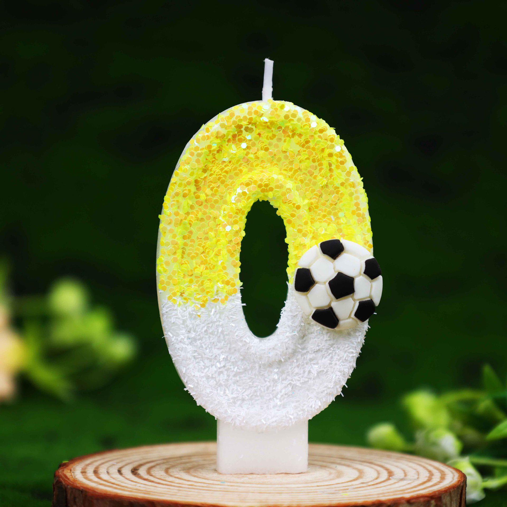 

Yellow & White Sports Birthday Number Candles for Cake Decoration
