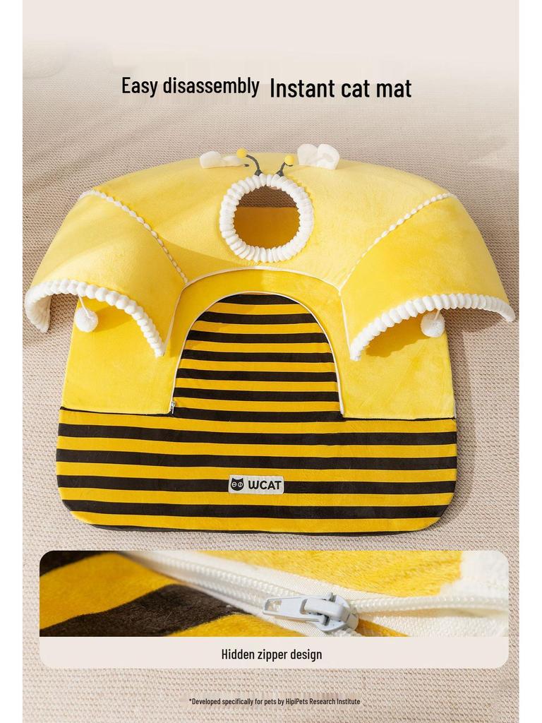 2025 Luxury All-in-One Cat Bed & Tunnel: Warm, Semi-Enclosed Nest for Play & Sleep