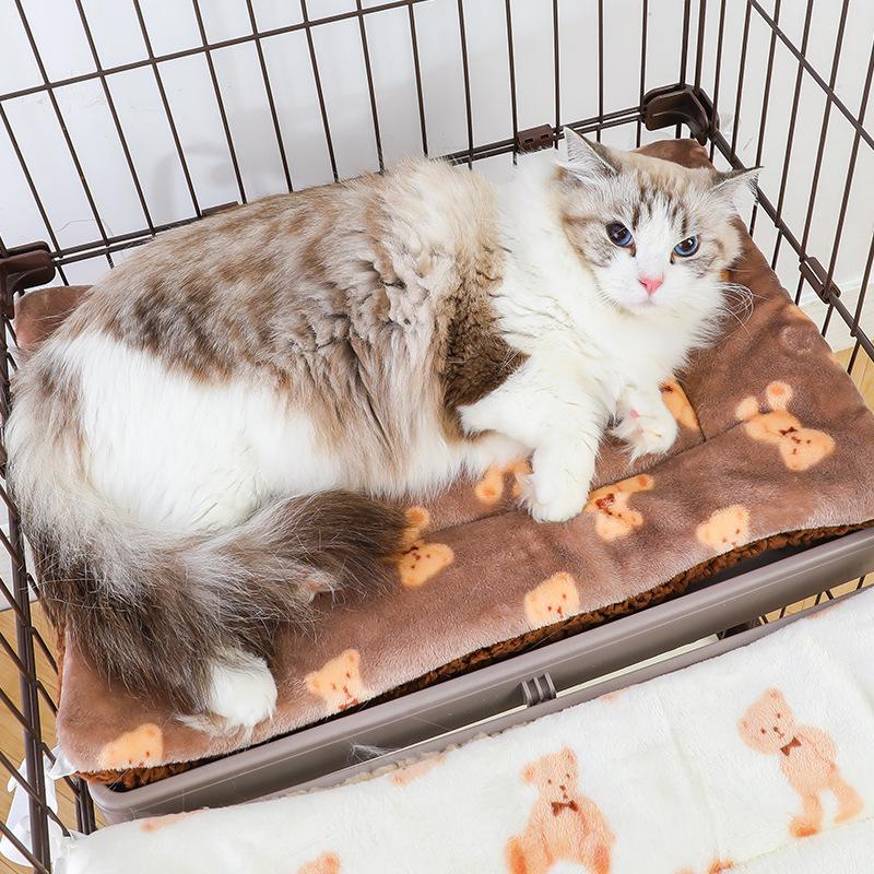 Winter Plus Samt und Verdickte Katzenkäfig Spezialunterlage Katzenmatte Warme Flanell Bündelbare Haustierdecke Korallenvliesmatte