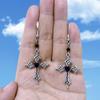 Gothic Style Red Heart Cross Earrings