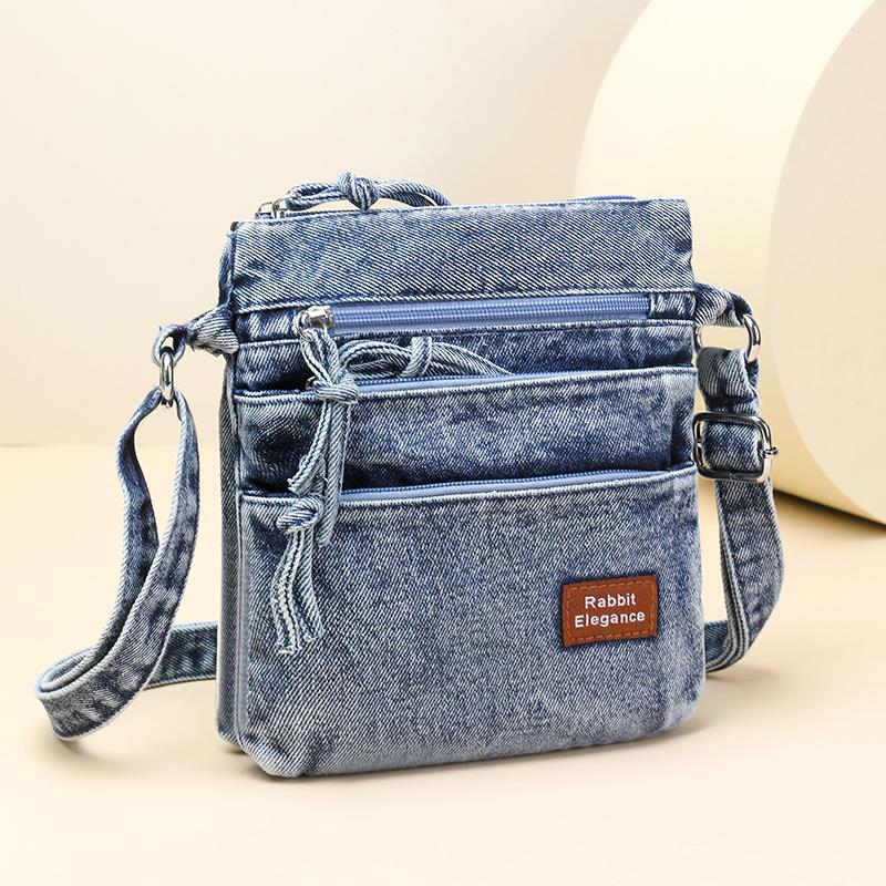 Vintage Denim Bag Women's Multi-Layer Crossbody Mobile Phone Bag Shoulder Bag