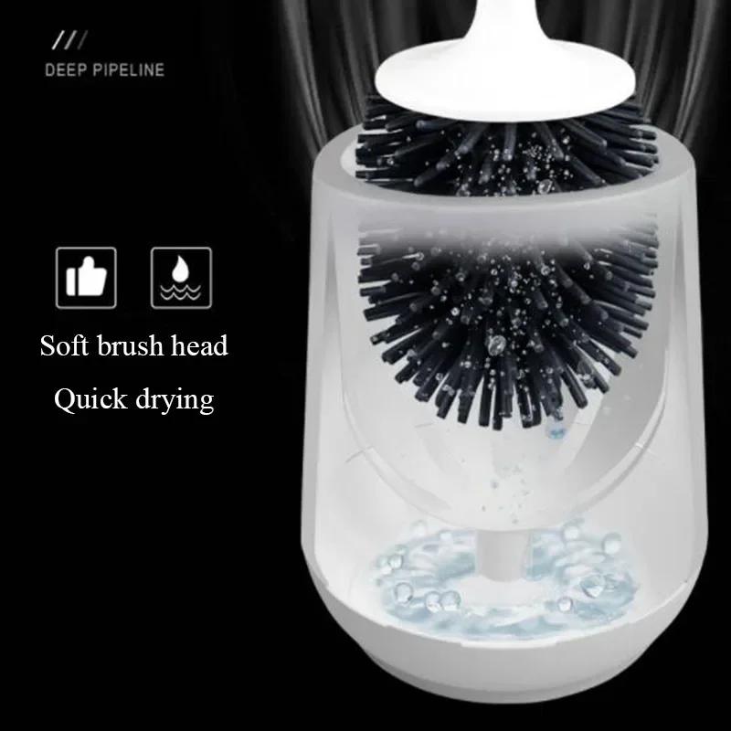 Bathroom Black Toilet Brush Soft Silicone Brush Head No Dead Corners Home Floor-standing Cleaning Brushes WC Accessories