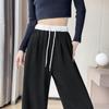 Women's Color-Block Drawstring Sweatpants: New Style for Spring, Autumn & Winter; Elastic Waist, Loose Fit, Wide-Leg.