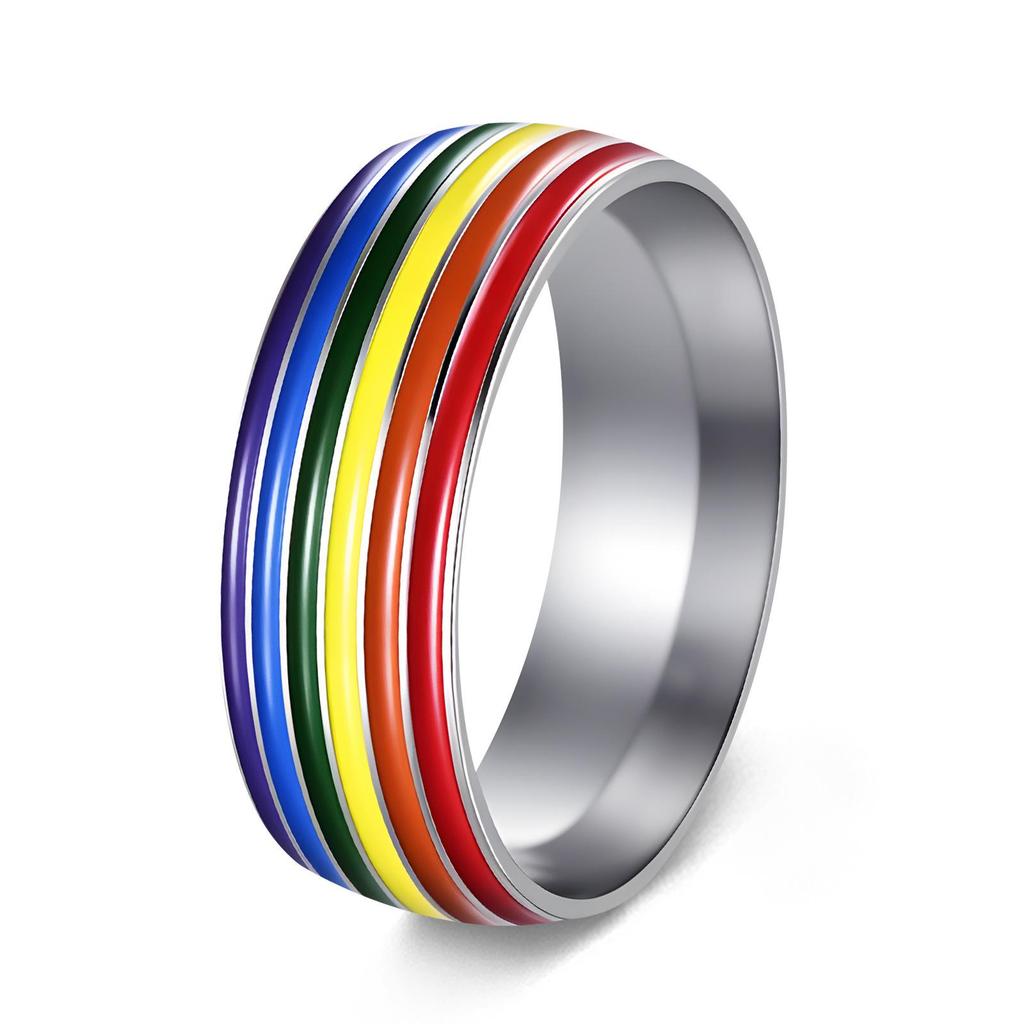 Men's Multi-color Rainbow Titanium Steel Rings