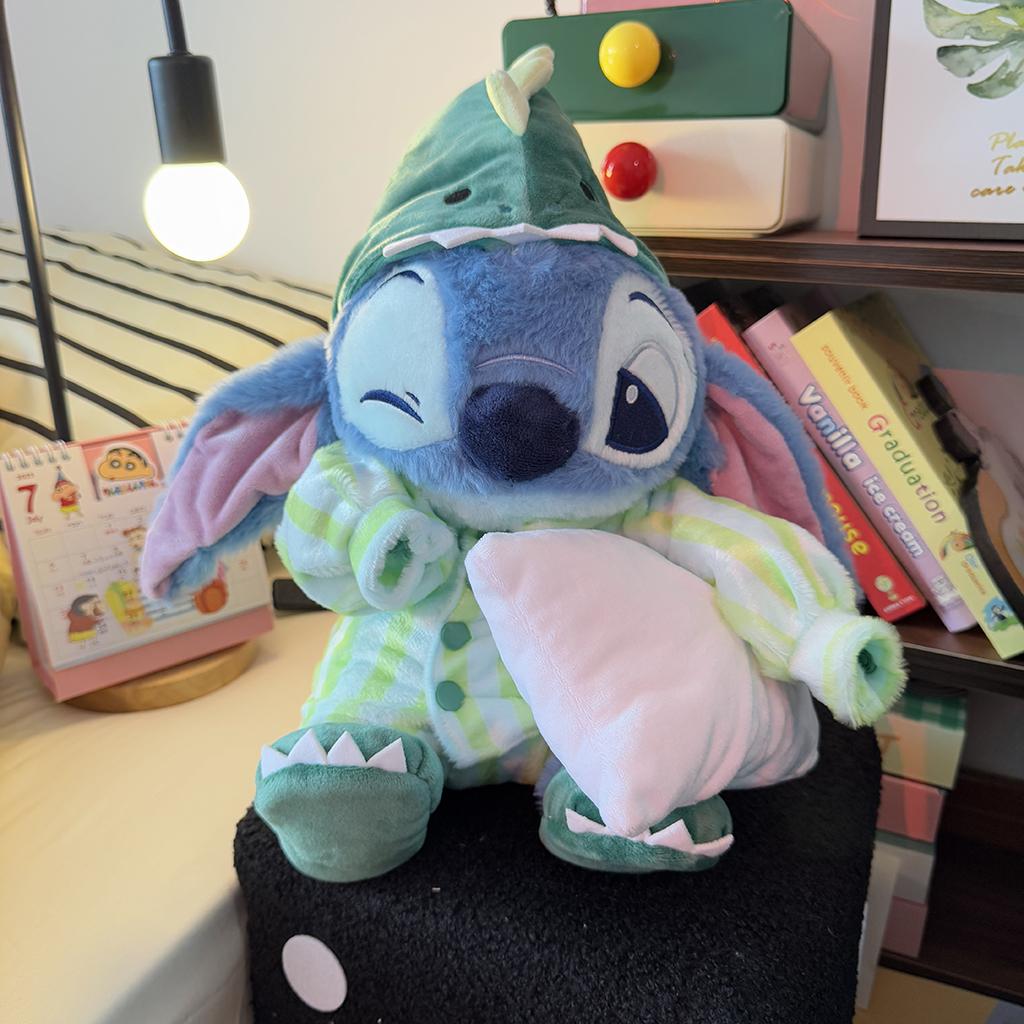 

35см Мягкая Пижама Динозавр Стич Плюшевые Игрушки Обнимательные Аниме Стич Плюшевые Игрушки Каваи Плюшевая Кукла Лило и Стич Рождественские Подарки Девочке 35cm