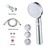 Handheld Shower Head Kit 3 Functions Chrome Shower Head with Hose and Bracket Modern Design Easy Installation Bathroom