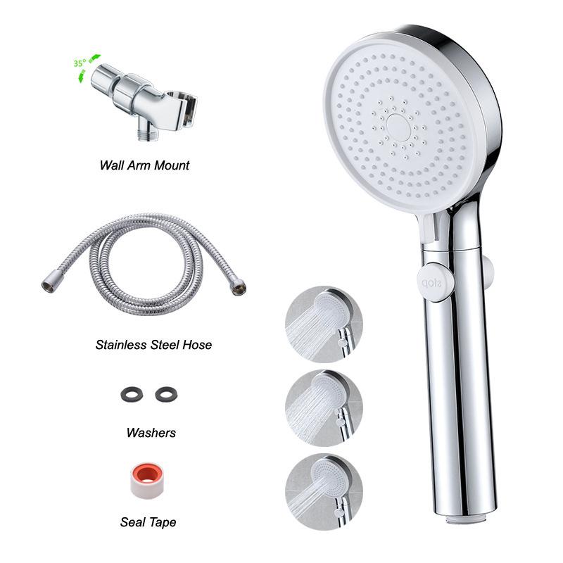 Handheld Shower Head Kit 3 Functions Chrome Shower Head with Hose and Bracket Modern Design Easy Installation Bathroom